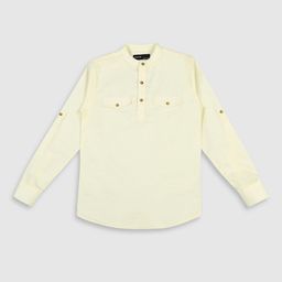 CAVIO Boys Band Collar Roll-Up Sleeves Pure Cotton Straight Kurta-22