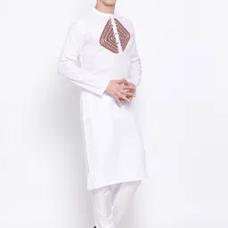 DEVOILER Geometric Printed Mandarin Collar Block Print Straight Kurta image 5