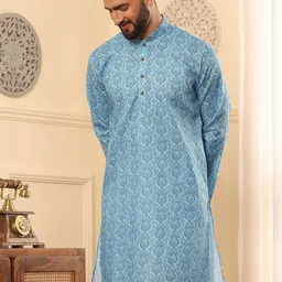 Armaan Ethnic Men Ethnic Motifs Printed Thread Work Block Print Kurta image 5