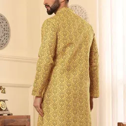 Armaan Ethnic Men Ethnic Motifs Printed Mirror Work Block Print Kurta image 5