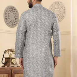 Armaan Ethnic Men Ethnic Motifs Printed Thread Work Block Print Kurta image 5