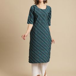 KALINI Ethnic Motifs Printed Straight Regular Crepe Kurta-image-99
