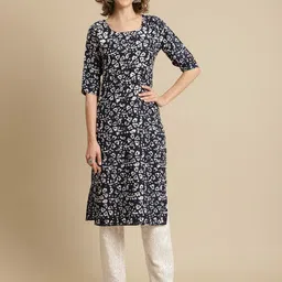 KALINI Floral Printed Crepe Kurta-picture-0