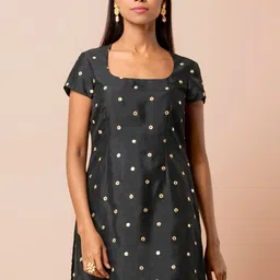 INDYA Geometric Embellished Mirror Work Kurti-picture-21