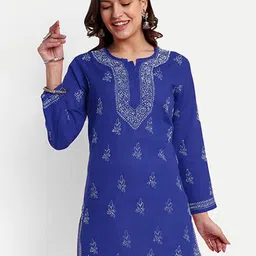 ADA Ethnic Motifs Embroidered Pure Cotton Kurti-image-59