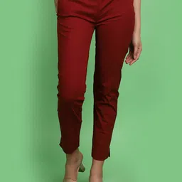 V-Mart Women Cotton Slim Fit Cigarette Trousers-picture-6