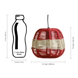 ExclusiveLane Red & Beige Set Of 2 Conical Iron Hanging Pendant Lamp image 2