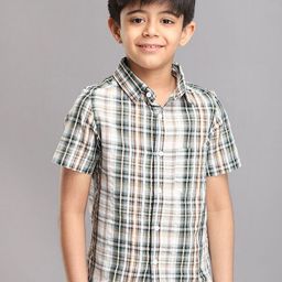 Biglilpeople Boys Checked Shirt Collar Pure Cotton Shirt with Shorts-image-48