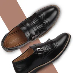 FAUSTO Men Black Woven Design Lightweight Monks-image-95