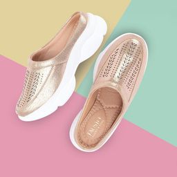 FAUSTO Women Textured Laser Cuts Detail Lightweight Mules-image-71