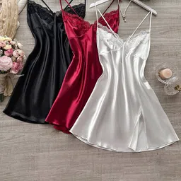 ETC Nightdress Pack Of 3 Shoulder Straps Above Knee Length Sweat Nightdresses-picture-57