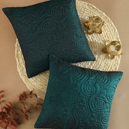 TARAN LIVING Green 2 Pieces Cotton Square Cushion Covers-image-69