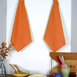 TARAN LIVING Orange 2 Pieces Cotton Kitchen Towels-image-4