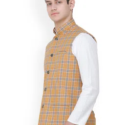 Exotic India Double Checked Pattern Nehru Jacket image 5