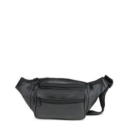K London Black Solid Leather Waist Pouch-85