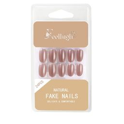 FEELHIGH 24-Pcs Waterproof Natural Fake Nails - 18-28