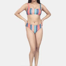 BOLD & BAE Printed Shoulder Strap Neck Swim Bikini Set-image-96