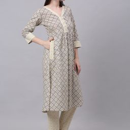 Assamica Women Ethnic Motifs Printed Pure Cotton Kurta with Trousers-image-117