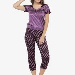 N-Gal Polka Dots Printed Satin Night suit-image-43