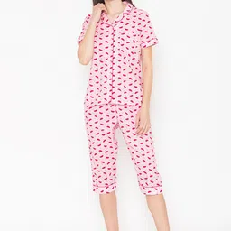 Vami Women Pink & Purple Printed Night suit-picture-18