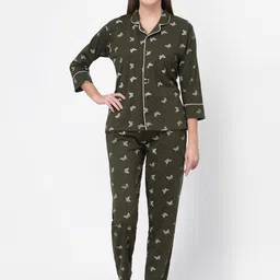 UZARUS Conversational Printed Lapel Collar Night suit-image-38