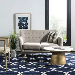 AaHo Decor Blue & White Geometric Printed Woolen Carpet Rugs-15