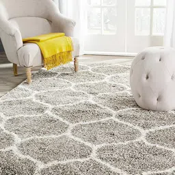 AaHo Decor Grey & White Geometric Woolen Anti-Skid Rectangular Floor Mat-image-35