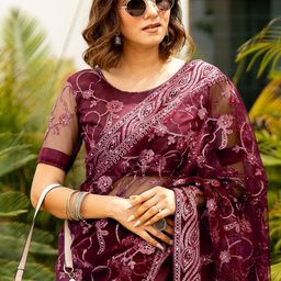 Subham Ethnic Motif Embellished Net Saree-38
