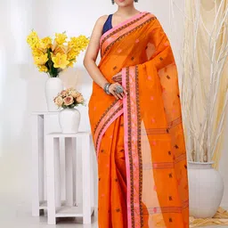 DipDiya Ethnic Motifs Pure Cotton Taant Saree-picture-47