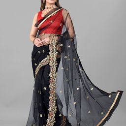 BARKIYA CREATION Ethnic Motifs Embroidered Saree-image-40