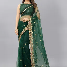 BARKIYA CREATION Ethnic Motifs Embroidered Saree-picture-24