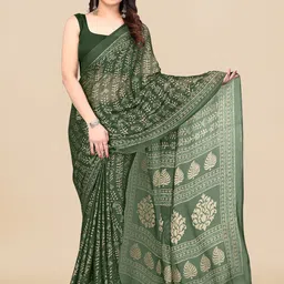 KALINI Floral Printed Block Print Saree-57