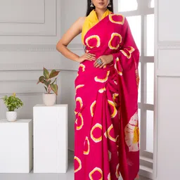 JAIPURI BLOCK PRINT Bandhani Printed Pure Cotton Block Print Saree-15