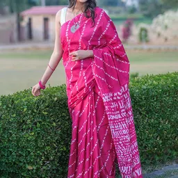 JAIPURI BLOCK PRINT Leheriya Pure Cotton Block Printed Saree-0