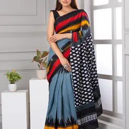 clothonus Woven Design Printed Pure Cotton Block Print Saree-26
