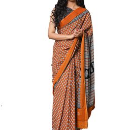 clothonus Ethnic Motifs Printed Pure Cotton Ikat Saree-image-40