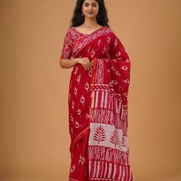 clothonus Ethnic Motifs Printed Zari Pure Cotton Block Print Saree-image-26