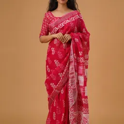 KIAARON Floral Block Printed Saree-picture-21