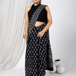 JAIPURI BLOCK PRINT Floral Printed Pure Cotton Ikat Saree-image-59