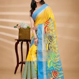 DipDiya Ethnic Woven Design Embroidered Pure Cotton Taant Saree-32