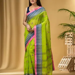 DESH BIDESH Ethnic Motifs Woven Design Pure Cotton Taant Saree-32