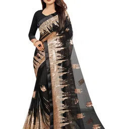 BARKIYA CREATION Embellished Sequined Net Saree-picture-27