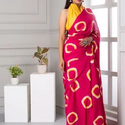 JAIPURI BLOCK PRINT Bandhani Printed Pure Cotton Block Print Saree image 2