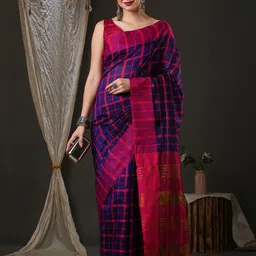 Anouk Checked Taant Saree image 3