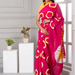 JAIPURI BLOCK PRINT Bandhani Printed Pure Cotton Block Print Saree image 5