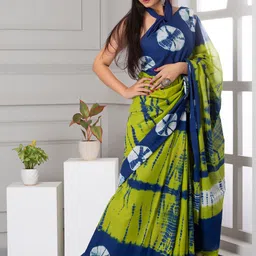 JAIPURI BLOCK PRINT Bandhani Printed Pure Cotton Block Print Saree image 3