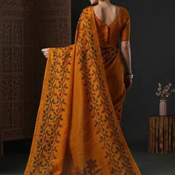 Anouk Floral Printed Block Print Saree image 3