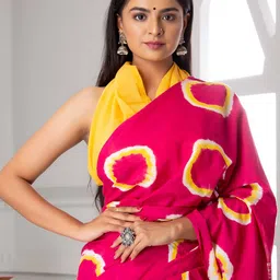 JAIPURI BLOCK PRINT Bandhani Printed Pure Cotton Block Print Saree image 4