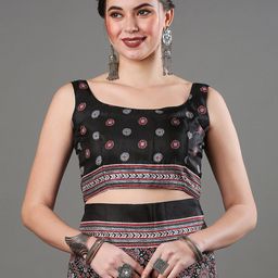 Mitera Ethnic Motifs Printed Silk Blend Block Print Saree image 4
