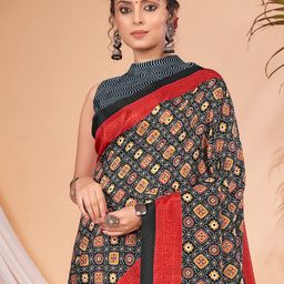 Saree mall Ajrak Block Block Print Sarees-image-49